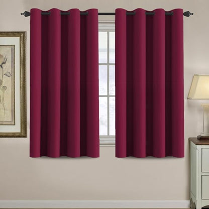 H.VERSAILTEX Blackout Curtains for Christmas Thermal Insulated Window Treatment Curtain 54 inch Length Energy Saving Solid Grommet Top Blackout Drape, One Panel, Burgundy Red, 52" W x 54" L