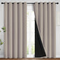 Yakamok 100% Blackout Curtains 84 Inches Long, 2 Thick Layers Heat and Full Light Blocking Soft Thermal Insulated Drapes for Bedroom(62" Wide Each Panel, Natural, 2 Panels)