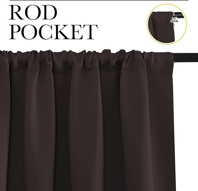 NICETOWN Blackout Curtains for Living Curtains, Toffee Brown, 2 Panels, 42 by 72, Room Darkening Window Curtain Panels, Easy-Care Solid Thermal Insulated Draperies/Drapes for Daughter Room