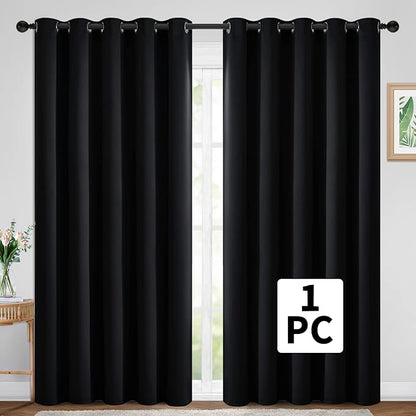 Yakamok Wide Thermal Blackout Patio Door Curtain Panel, Sliding Door Insulated Grommet Curtains, Extra Wide Curtains for Sliding Glass Door, Black, W70 x L84, 1 Panel