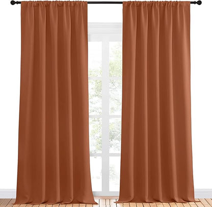 NICETOWN Blackout Curtains and Drapes - Thermal Insulated Solid Rod Pocket Blackout Draperies/Panels (Burnt Orange, 1 Pair, 52 by 95 inches)