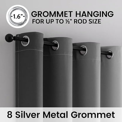 SimpleHome Grey and Greyish White Blackout Curtains for Bedroom 72 Inches Long, Room Darkening Grommet Curtains for Living Room,Thermal Insulated Ombre Drapes,2 Panels, 52x72 inches Length