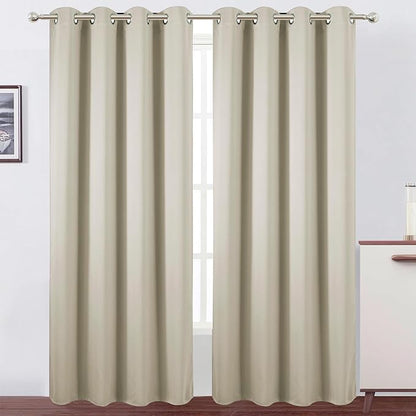 LEMOMO Blackout Curtains 52 x 120 Inch Long Light Beige Curtains Set of 2 Panels Room Darkening Curtains for Bedroom and Living Room