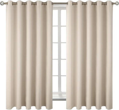 BGment Blackout Curtains - Grommet Thermal Insulated Room Darkening Bedroom and Living Room Curtains, Set of 2 Panels (70 x 63 Inch, Champagne)