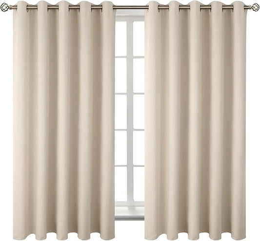 BGment Blackout Curtains - Grommet Thermal Insulated Room Darkening Bedroom and Living Room Curtains, Set of 2 Panels (70 x 63 Inch, Champagne)