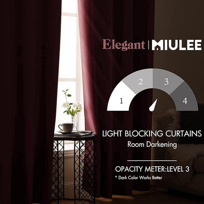MIULEE Blackout Room Darkening Curtains Thermal Insulated Drapes Solid Window Treatment Set Grommet Top Light Blocking Curtain for Living Room/Bedroom 2 Panels 52 x 84 inch Length Dusty Rose
