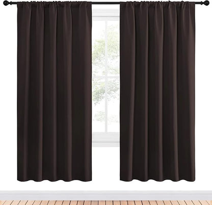 NICETOWN Blackout Curtain Panels 72 inches - Energy Saving Thermal Insulated Solid Rod Pocket Blackout Curtains for Bedroom (1 Pair, 52 inches by 72 Inch, Toffee Brown)
