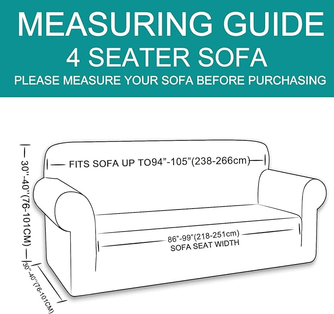 U-NICE HOME 4 Seater Stretch Couch Cover Sofa Cover Washable Sofa Slipcover Furniture Protector for 3 Cushion Couch Sofa Pet Friendly, Blue