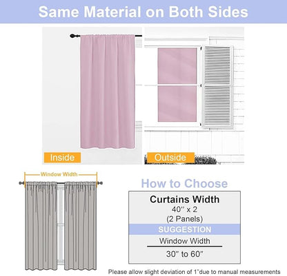 Simplebrand Ava Pink Short Blackout Curtains for Bedroom 54 Inches Long 2 Panels Set, Solid Thermal Insulated, Energy Saving Window Treatment Curtains Blackout Drapes, W40 x L54 Inch, Pink