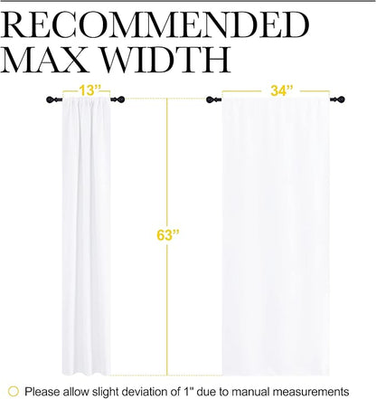 NICETOWN White Curtains for Bedroom, Short Curtains & Draperies for Small Window, Home Decoration Draperies (34 in x 63 in (W x L), 2 PCs)