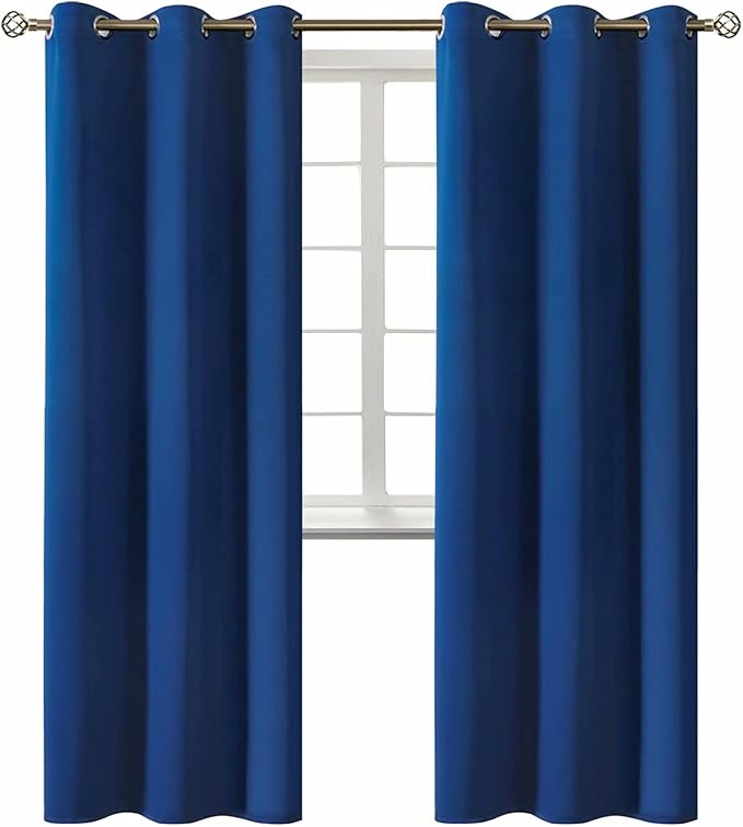 BGment Blackout Curtains for Bedroom - Grommet Thermal Insulated Room Darkening Curtains for Living Room, 42 x 84 Inch, 2 Panels, Royal Blue