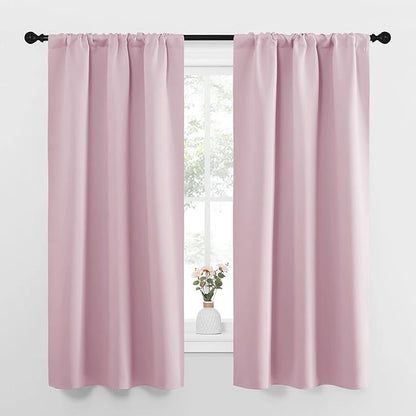 NICETOWN Bedroom Curtains, Room Darkening Draperies Window Curtain Panels, Thermal Insulated Room Darkening Curtains (Lavender Pink, 2 Panels, W34 x L63)