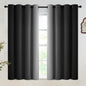 SimpleHome Black Ombre 100% Blackout Curtains for Bedroom 45 Inches Long, Room Darkening Thermal Insulated Grommet Curtains for Living Room, 2 Panels, 52x45 inches Length