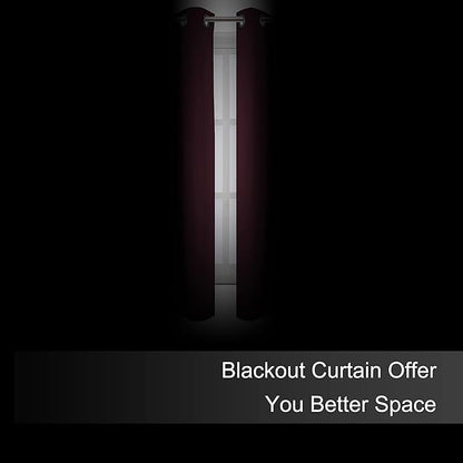 LEMOMO Blackout Curtains 52 x 45 inch/Burgundy Red Curtains Set of 2 Panels/Thermal Insulated Room Darkening Bedroom Curtains