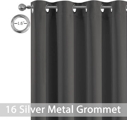 Yakamok Blackout Patio Curtains 100x84 Inches for Sliding Door Extral Wide Blackout Curtain Panels Thermal Insulated Room Divider - Grommet Top, 7' Tall by 8.3' Wide - Charcoal Grey