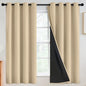 SimpleHome 100% Blackout Curtains for Bedroom,Thermal Insulated Grommet Window Drapes Room Darkening Beige Curtains for Living Room with Black Back,52 x 63 Inch,2 Panels