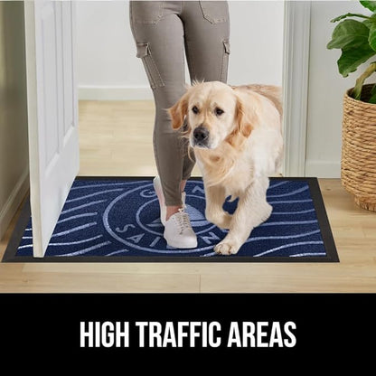 GORILLA GRIP 100% Waterproof All-Season WeatherMAX Doormat US Designed Natural Rubber, Stain and Fade Resistant, Low Profile Indoor Outdoor Door Mats, Easy Clean Patio Mat, 29x17, Blue Sailing