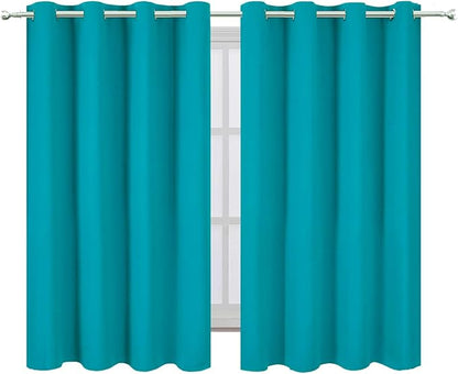 LEMOMO Blackout Curtains 66 x 54 Inch Long Teal Curtains Set of 2 Panels Room Darkening Curtains for Bedroom and Living Room