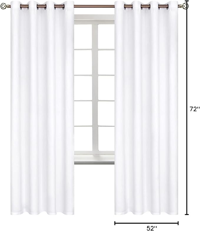 BGment Room Darkening Curtains 72 Inches Long - Grommet Thermal Insulated Drapes Window Treatment Curtains for Bedroom, 2 Panels, 52 x 72 Inch, Pure White