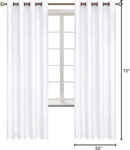 BGment Room Darkening Curtains 72 Inches Long - Grommet Thermal Insulated Drapes Window Treatment Curtains for Bedroom, 2 Panels, 52 x 72 Inch, Pure White