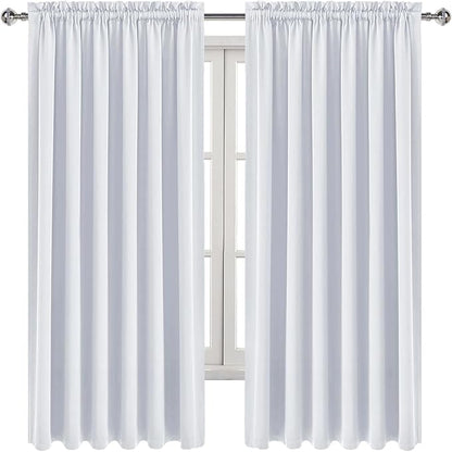 DWCN White Curtains for Living Room Thermal Insulated, Energy Saving & Noise Reducing Bedroom Curtains, White, W 70x L 72 Inch, Set of 2 Rod Pocket Curtain Panels