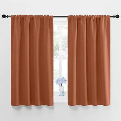 NICETOWN Blackout Curtains and Drapes - Thermal Insulated Solid Rod Pocket Blackout Draperies/Panels (Burnt Orange, 1 Pair, 42 by 48 inches)
