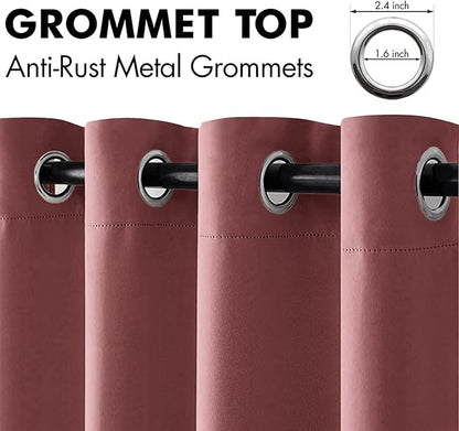 MIULEE Blackout Room Darkening Curtains Thermal Insulated Drapes Solid Window Treatment Set Grommet Top Light Blocking Curtain for Living Room/Bedroom 2 Panels 52 x 84 inch Length Dusty Rose