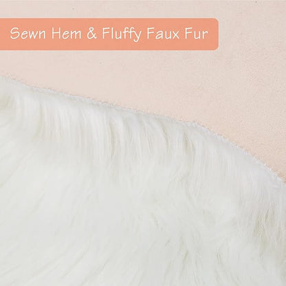 duduta White Faux Sheepskin Runner Rugs 2x6 ft, Fluffy Shag Rug for Bedroom Hallway Fur Sofa Couch Covers Non Slip