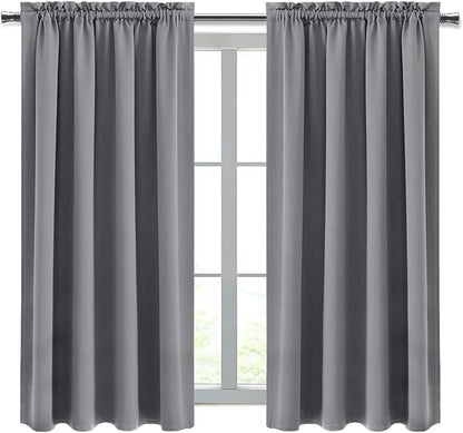 DWCN Grey Room Darkening Blackout Curtains - Thermal Insulated Privacy Energy Saving Window Curtain Drapes 52 x 45 inch Length, Set of 2 Bedroom Living Room Curtains