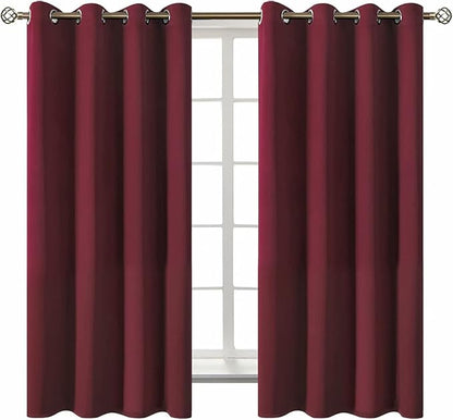 BGment Blackout Curtains - Grommet Thermal Insulated Room Darkening Bedroom and Living Room Curtains, Set of 2 Curtain Panels (52 x 63 Inch, Burgundy)