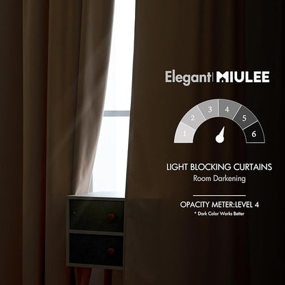MIULEE Velvet Curtains 90 inches 2 Panels - Luxury Blackout Curtains for Bedroom Living Room Thermal Insulated Super Soft Window Drapes Rod Pocket & Back Tab, Camel Beige, W52 x L90 inch