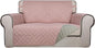 PureFit Reversible Quilted Sofa Cover, Water Resistant Slipcover Furniture Protector, Washable Couch Cover with Non Slip and Elastic Straps for Kids, Dogs, Pets (Loveseat, Pink/Beige)