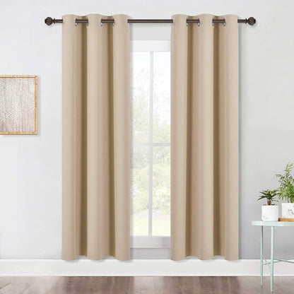 NICETOWN Thermal Room Darkening Draperies Curtains, Thermal Insulated Grommet Room Darkening Drape Panels for Bedroom (Biscotti Beige, 2 Panels, W42 x L72 -Inch)