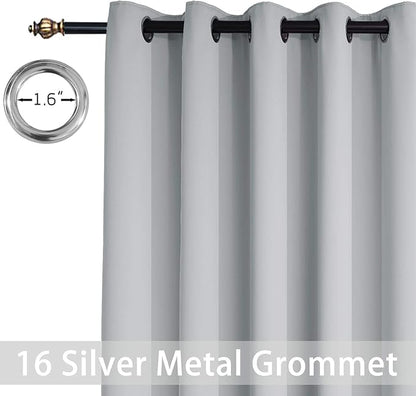 Yakamok Thermal Patio Door Curtains - Grey Blackout Room Darkening Door Blinds for Sliding Glass with Grommet Top, Split Room Divider Curtains (Light Grey, 100 inches W x 96 inches L)