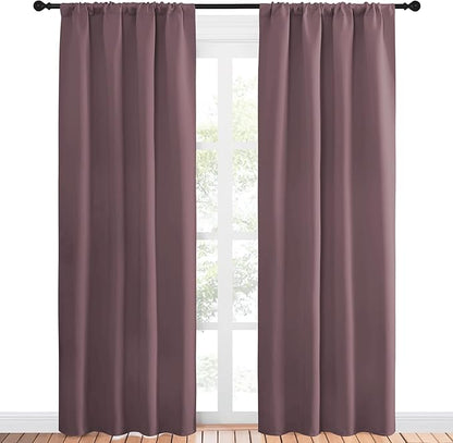 NICETOWN Blackout Curtains for Living Curtains, Window Treatment Thermal Insulated Room Darkening Drape Panels for Patio Sliding Glass Door (Dry Rose, Set of 2, 42 inches Width by 84 inches Length)