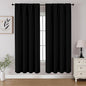 CUCRAF Black Blackout Curtains 63 inch Length 2 Panels Set, Rod Pocket Room Darkening Drapes for Bedroom Living Room, Insulated Thermal Light Blocking Window Curtain (W52 x L63 Inch)