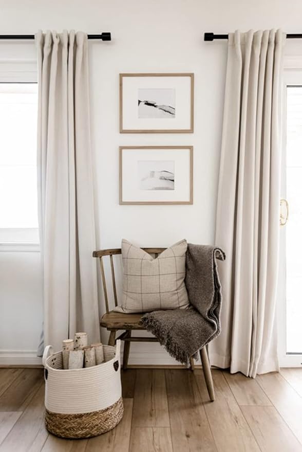 100% Blackout Shield Linen Blackout Curtains for Bedroom 80 Inches Long,Back Tab/Rod Pocket Living Room Drapes,Thermal Insulated Textured Blackout Curtains 2 Panels Set,50" W x 80" L,Cream