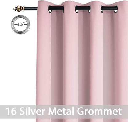 Yakamok Extra Wide Blackout Curtain for Sliding Glass Door, Grommet Thermal Insulated Room Divider Curtain 100W x 96L inch, Room Darkening Patio Curtain,8.3ft Wide x 8ft Tall, 1 Panel,Pink