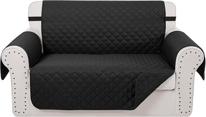 Reversible Loveseat Sofa Covers Couch Cover Furniture Protector(Loveseat Small,Black/Black)