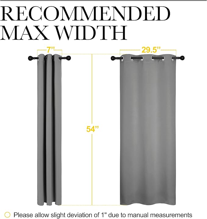 NICETOWN Bedroom Curtains Blackout Drapery Panels, Three Pass Microfiber Thermal Insulated Solid Ring Top Blackout Window Curtains/Drapes (Two Panels, 34 x 54 inches, Silver Grey)