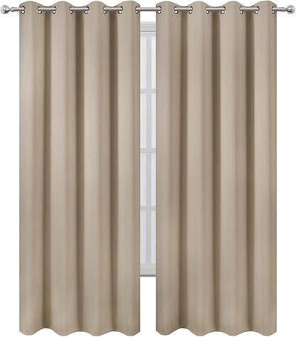 LEMOMO Blackout Curtains 52 x 90 inches Long Khaki Curtains Set of 2 Panels Thermal Insulated Room Darkening Curtains for Bedroom