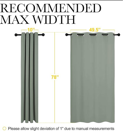 NICETOWN Greyish Green Blackout Curtains 78" Long for Office, Dining Room, Guest Room, Sound Reducing Heat and Cold Block Curtain Panels for Modern Decorative (55" Wide, 2 Pieces)