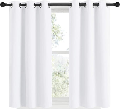 NICETOWN Draperies Curtains Panels, Blocking Out 50% Sunlight Window Treatment Curtains, Grommet Top Small Window Drapes for Bedroom (2 Panels, 34 by 48, White)
