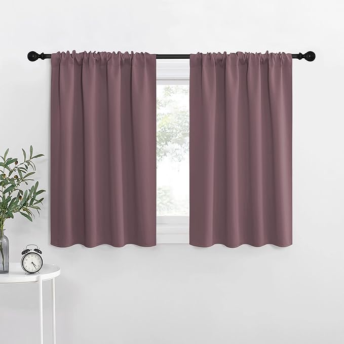 NICETOWN Blackout Curtains for RV Windows, Dry Rose, 29" by 20", 2 Panels, Room Darkening Window Curtain Panels, Easy-Care Solid Thermal Insulated Draperies/Drapes for Daughter Room