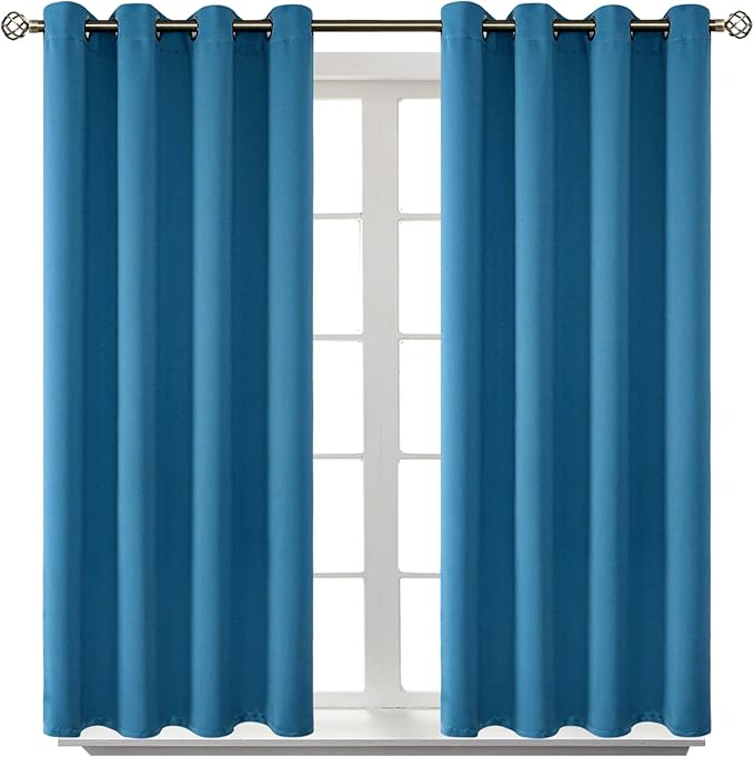 BGment Blackout Curtains - Grommet Thermal Insulated Room Darkening Bedroom and Living Room Curtains, Set of 2 Panels (52 x 45 Inch, Steel Blue)