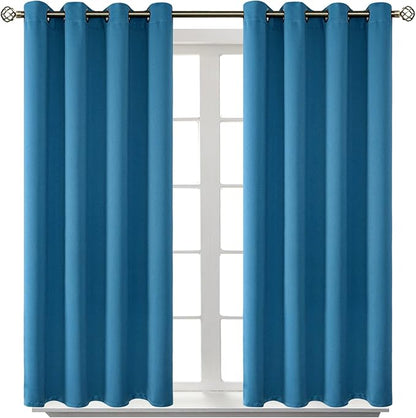 BGment Blackout Curtains - Grommet Thermal Insulated Room Darkening Bedroom and Living Room Curtains, Set of 2 Panels (52 x 45 Inch, Steel Blue)