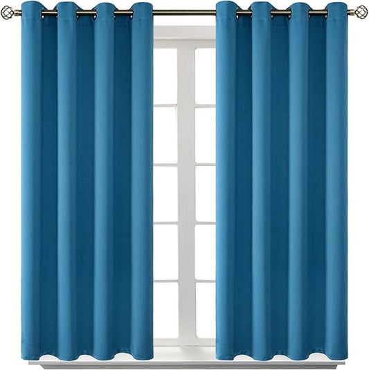 BGment Blackout Curtains - Grommet Thermal Insulated Room Darkening Bedroom and Living Room Curtains, Set of 2 Panels (52 x 54 Inch, Steel Blue)