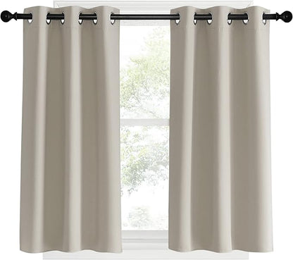 NICETOWN Room Darkening Short Curtain Panels for Cafe, Natural, 2 Panels, W34 x L40 -inch, Thermal Insulated Grommet Room Darkening Draperies/Drapes for Window