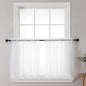 Chyhomenyc Sheer White Tier Curtains 24 Inch Length Set, Small Window Curtains Treatment for Bathroom/Living Room/Cafe/Basement, Short Voile Curtain Tiers 42in x 24in, Rod Pocket, 2 PCS
