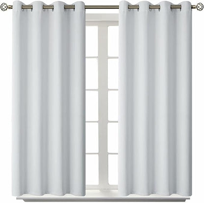 BGment Room Darkening Curtains 45 Inches Long - Grommet Thermal Insulated Drapes Window Treatment Curtains for Bedroom, 2 Panels, 52 x 45 Inch, Greyish White